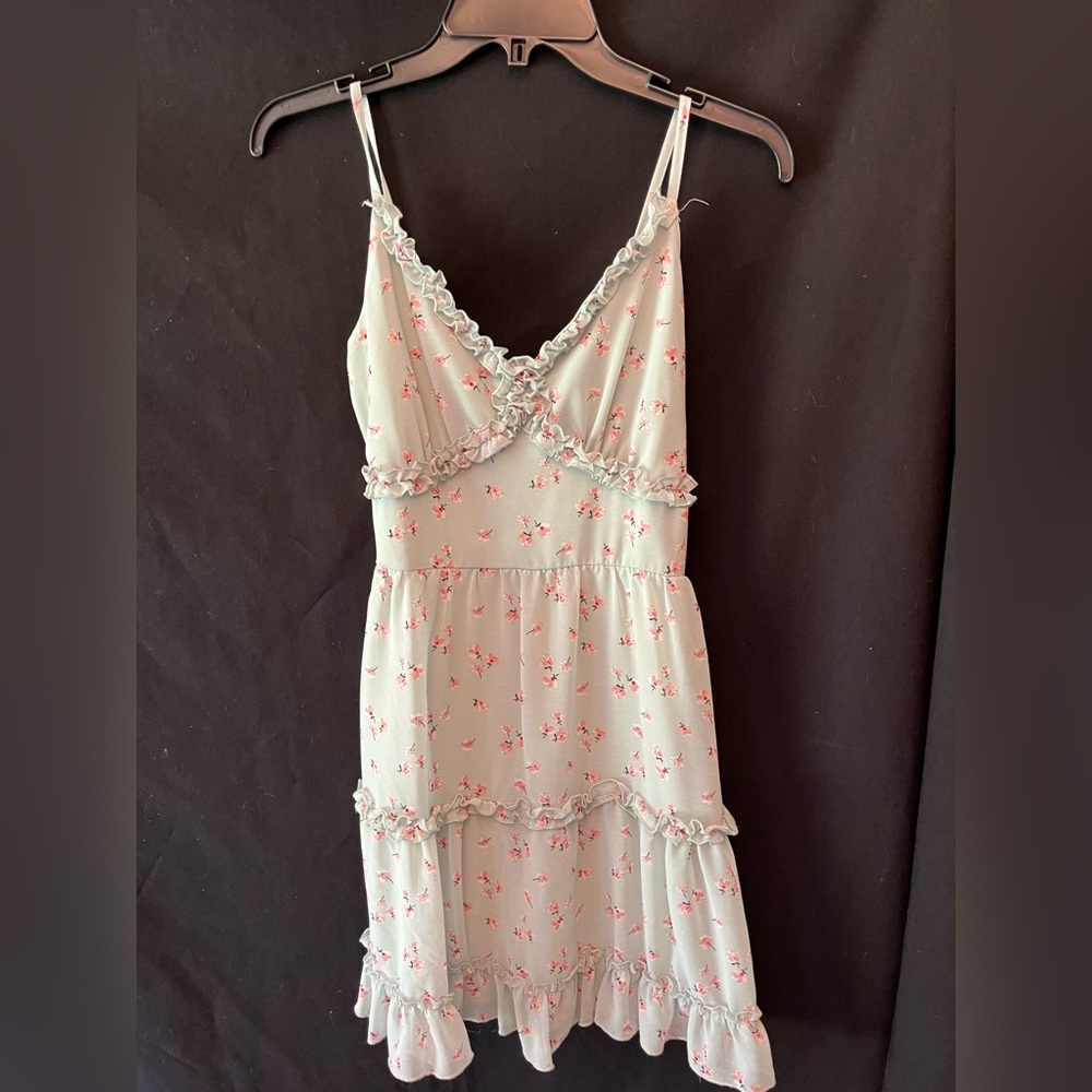 Blue with Floral Summer Dress